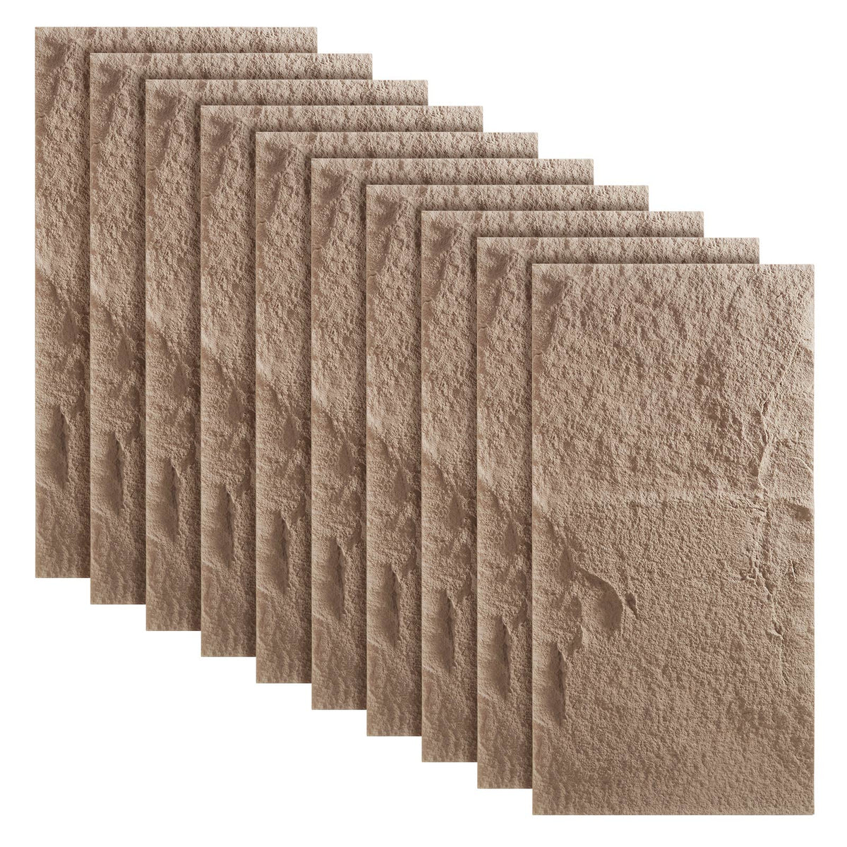3D Faux Stone PU Wall Panels – Charcoal Grey, 10 Pack