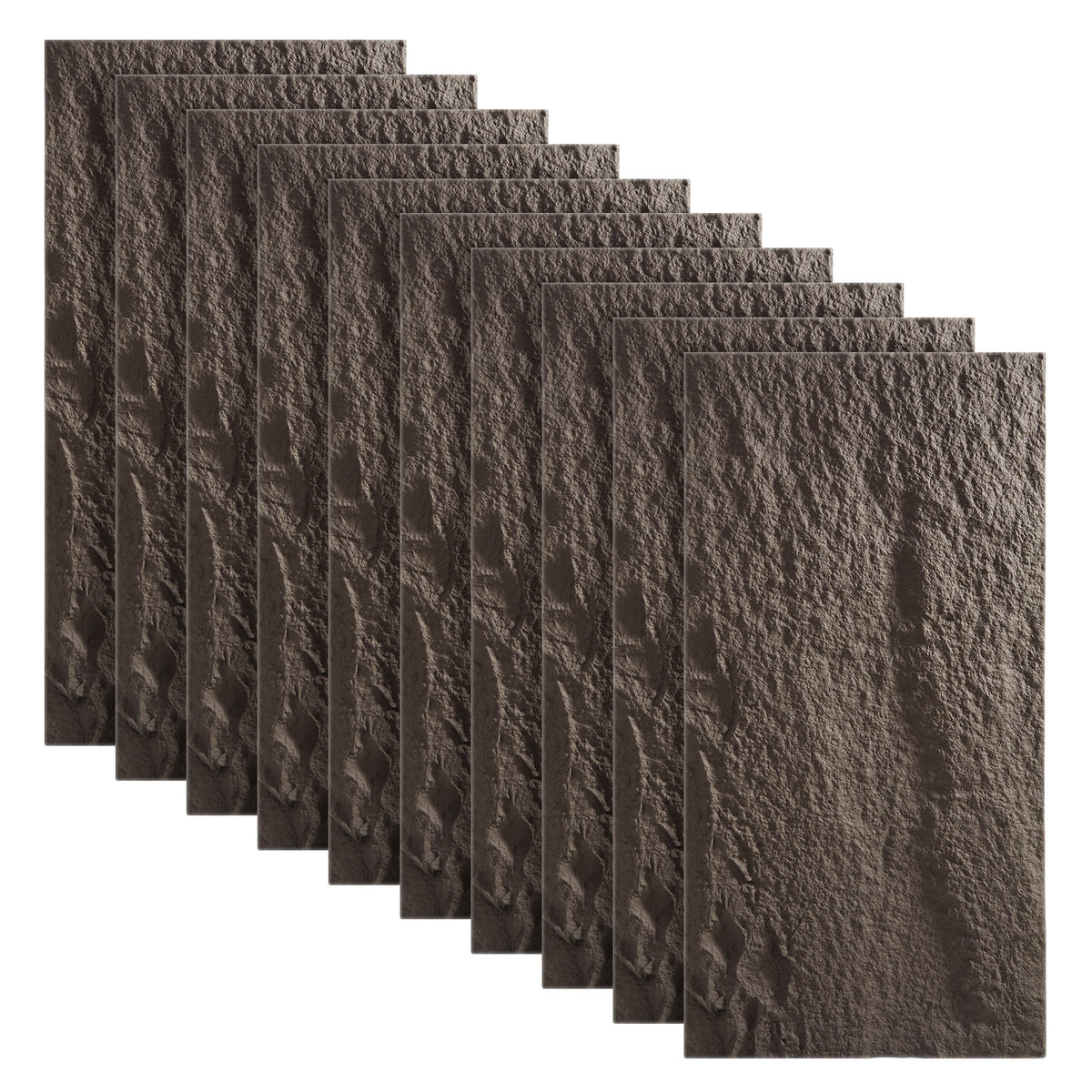 3D Faux Stone PU Wall Panels – Black, 10 Pack
