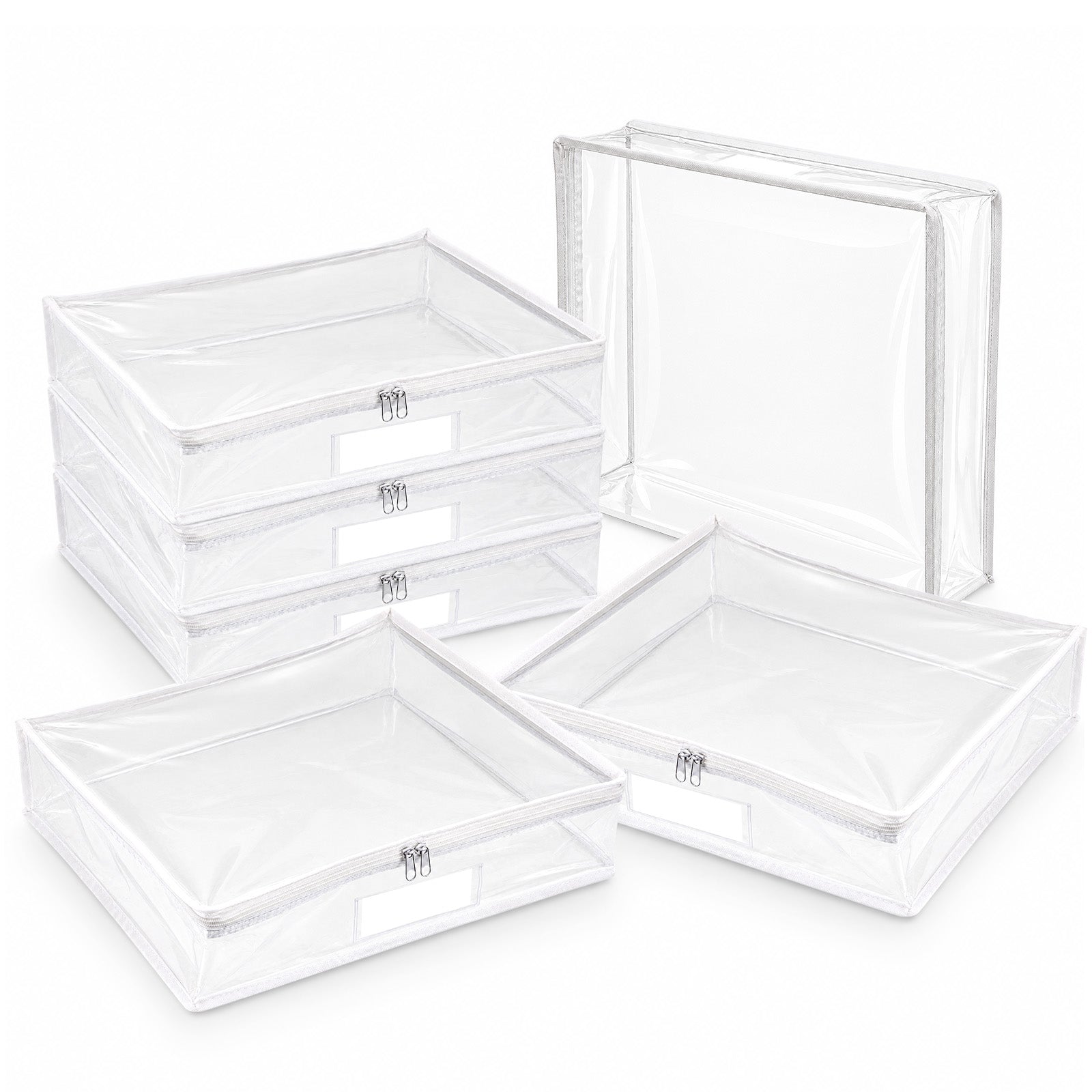 Clear PVC Storage Bags with Zipper for Kids Clothes & Toys – 6 Piece Organiser Set