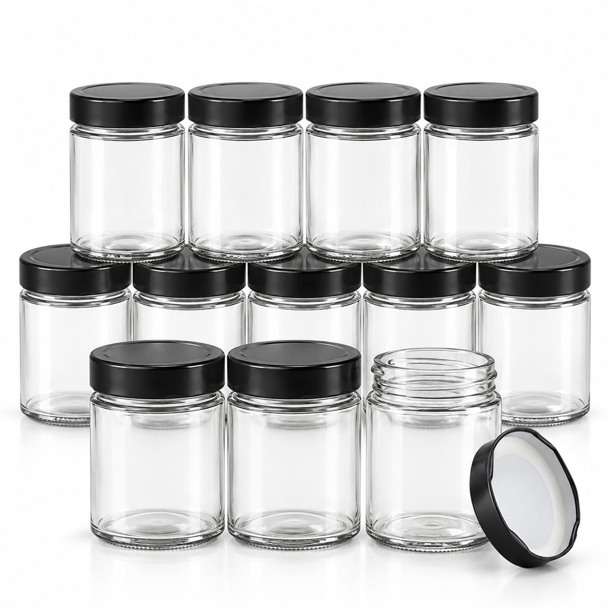 280ml Glass Storage Jars with Black Lids