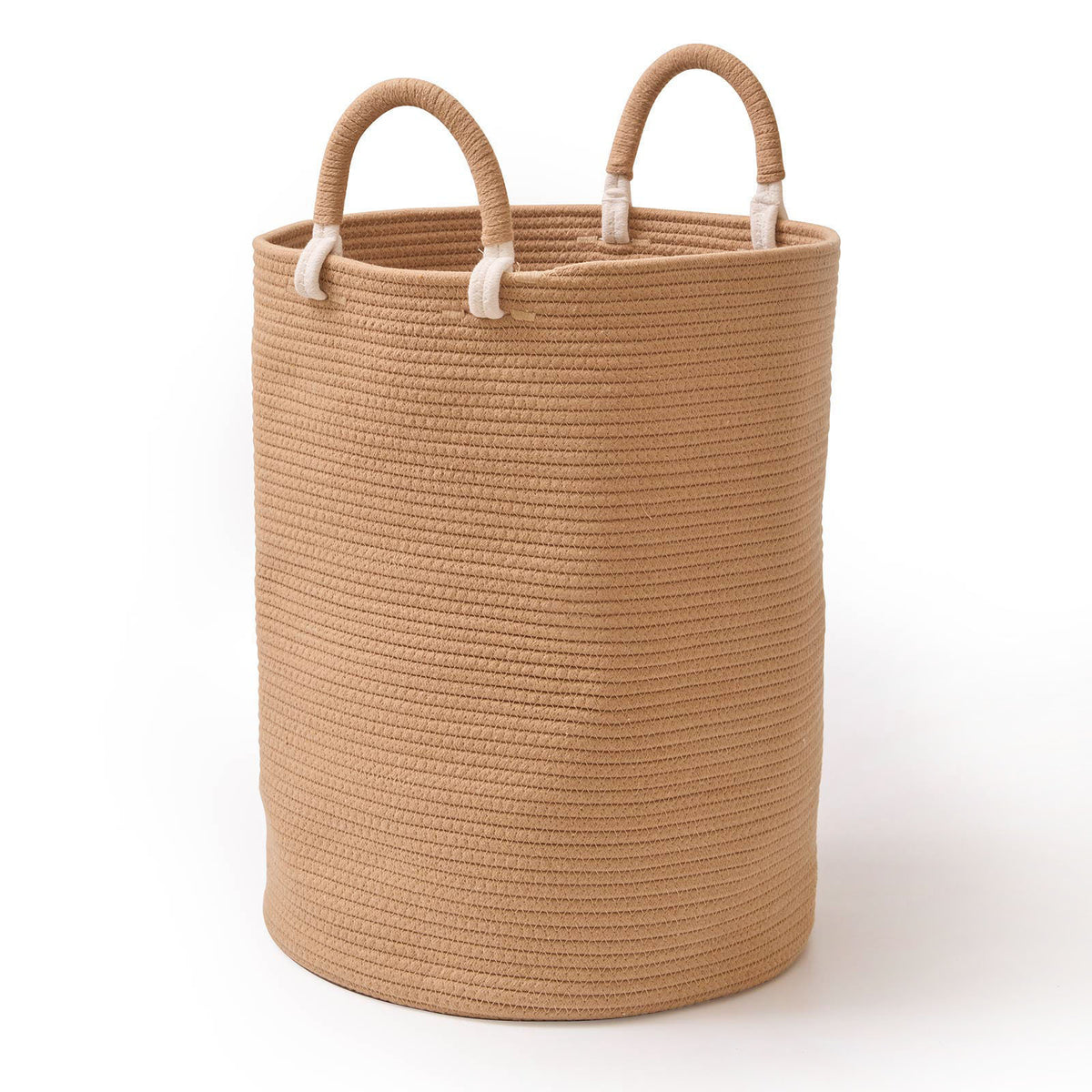 Woven Cotton & Jute Laundry Basket