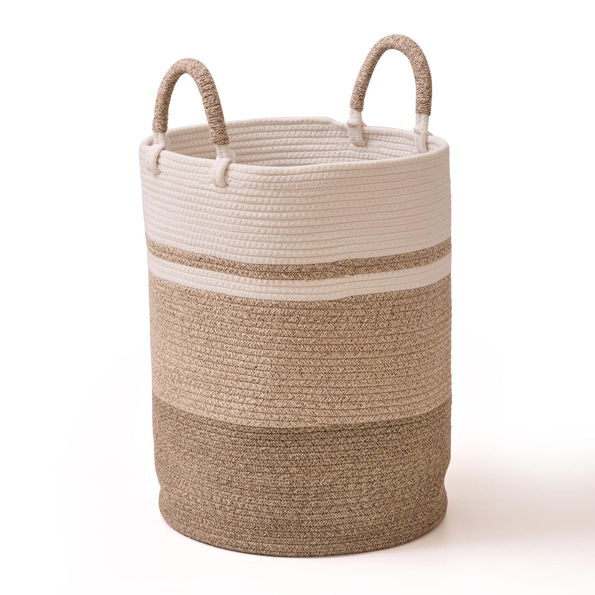 Woven Cotton & Jute Laundry Basket