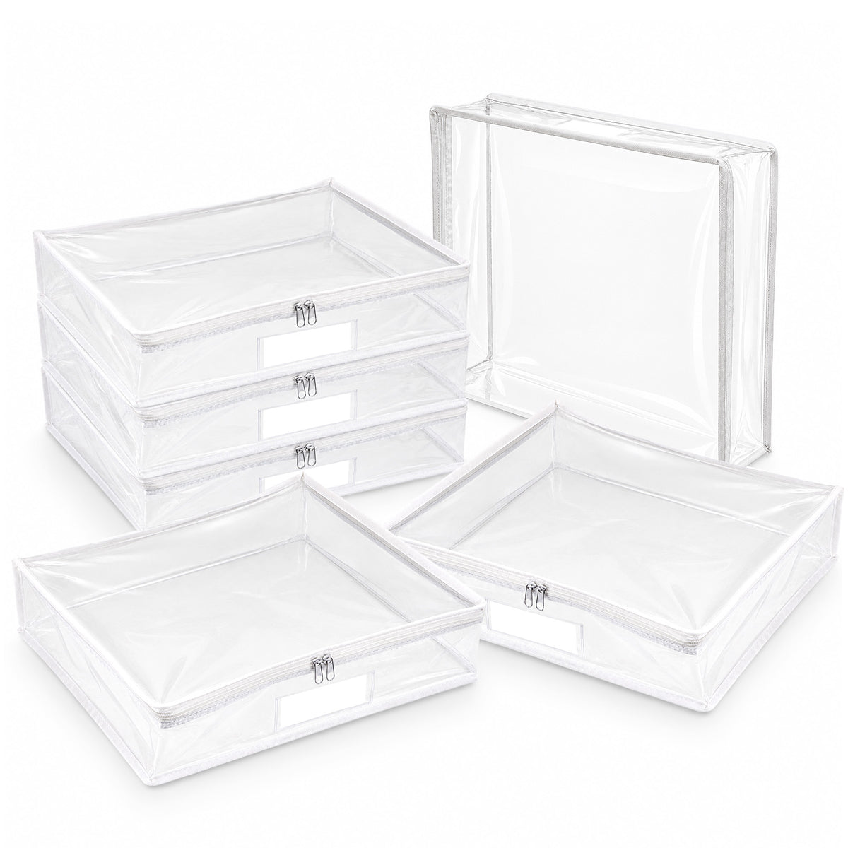 Clear PVC Storage Bags with Zipper | Set of 6