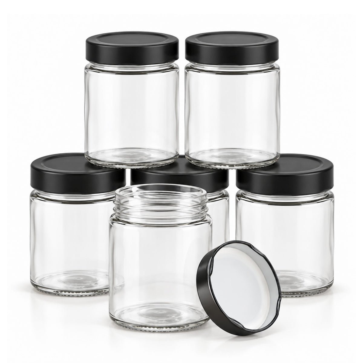 280ml Glass Storage Jars with Black Lids