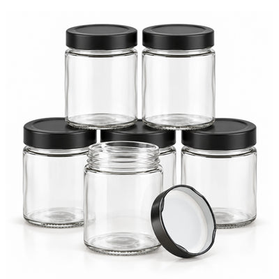 280ml Glass Storage Jars with Black Lids