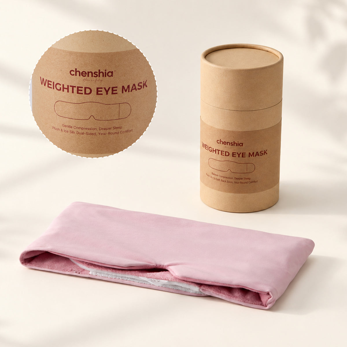 Weighted Eye Mask with Reversible Cool and Fleece Sides - Pink