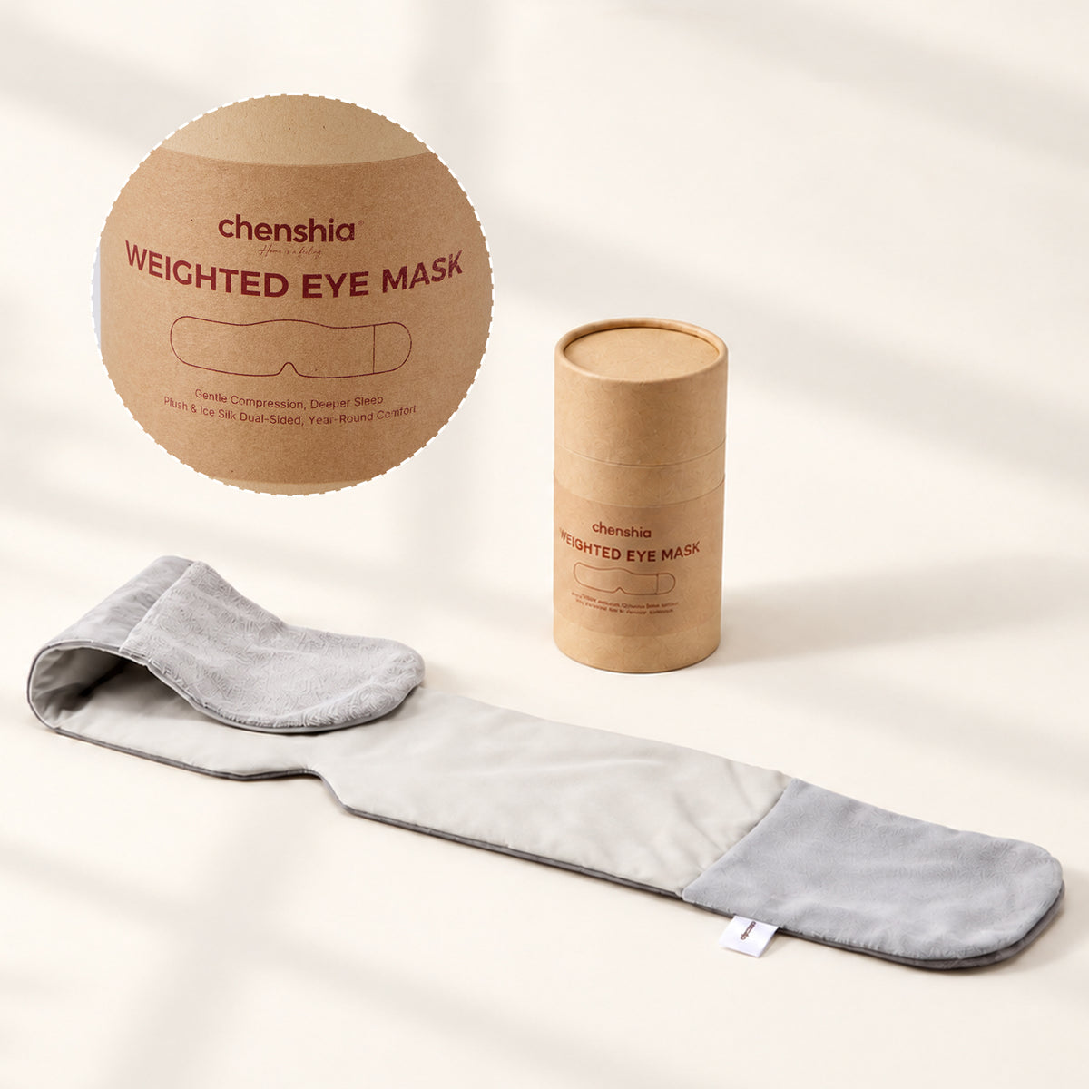 Weighted Eye Mask with Reversible Cool and Fleece Sides - Grey