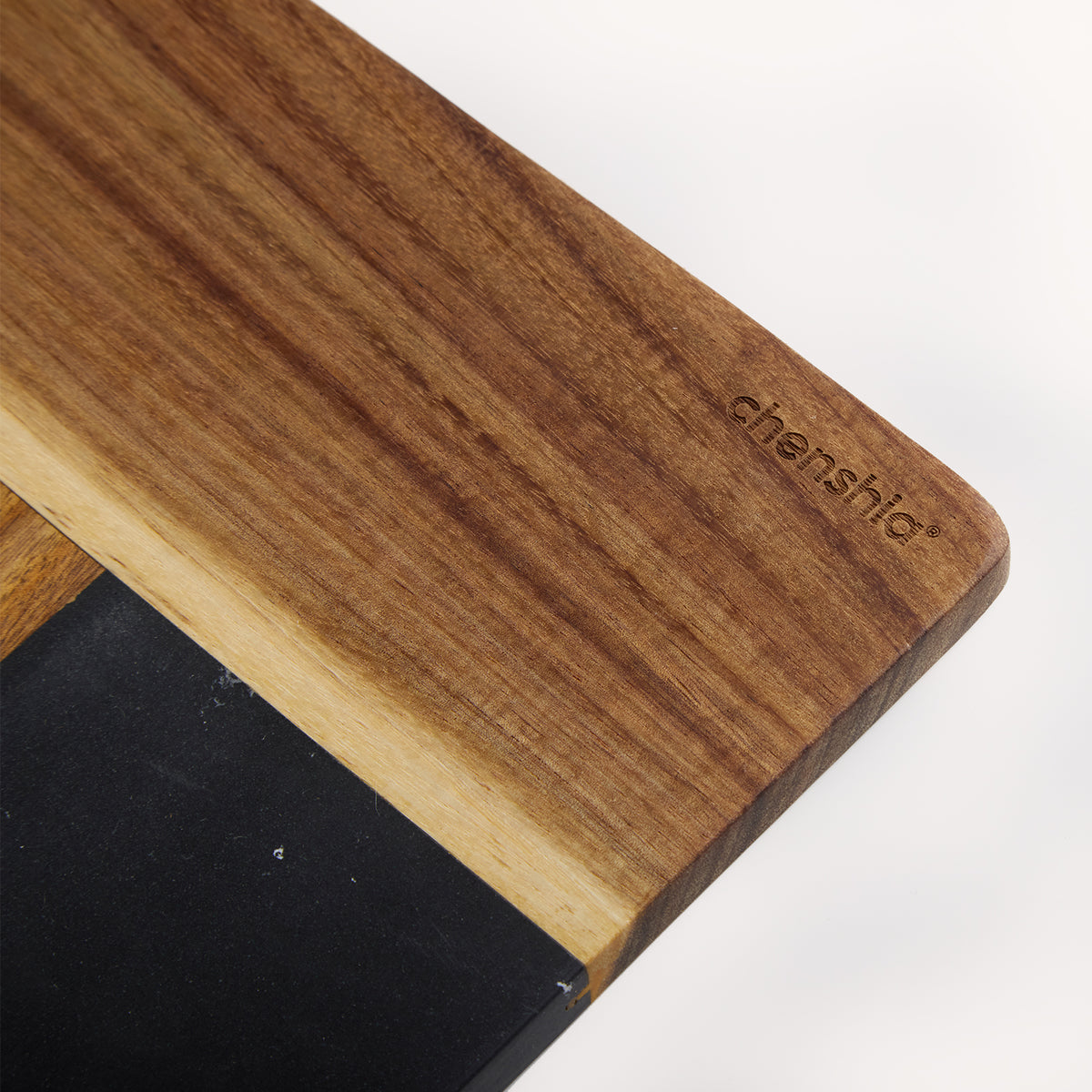 Acacia Wood & Black Marble Charcuterie Board Set
