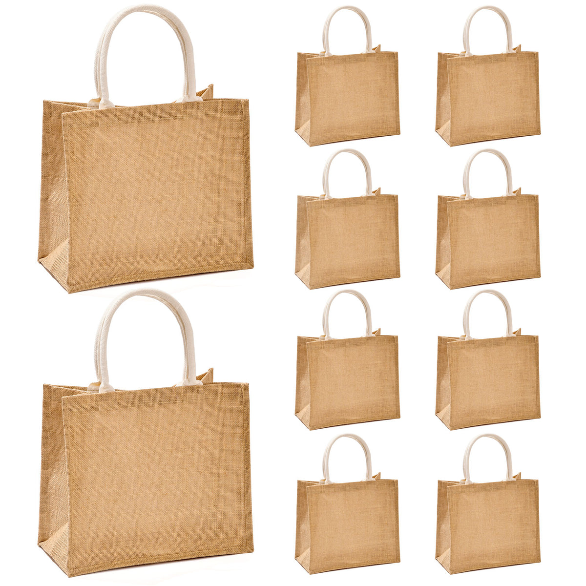 Reusable Jute Tote Bags – 10 Pack