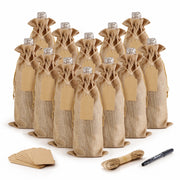Burlap-Style Wine Gift Bags with Tags - 12 Pack