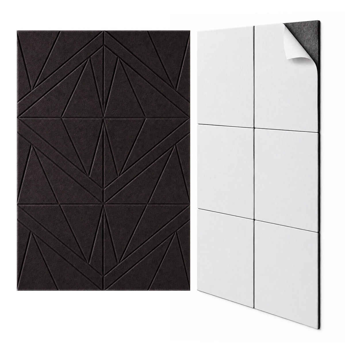 Black Self-Adhesive Acoustic Felt Panels | 12-Pack | 30 × 30 cm
