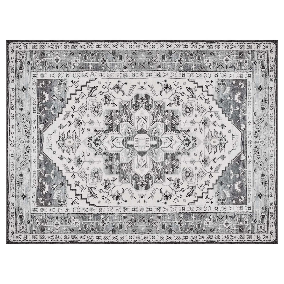 Washable Boho Rug – Grey