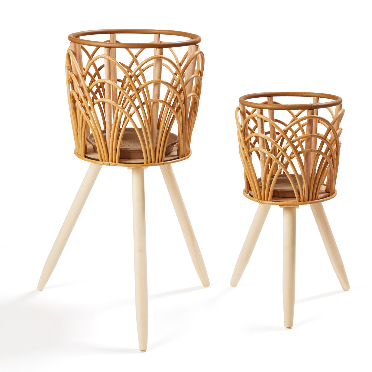 Woven Plant Basket Stands – Set of 2