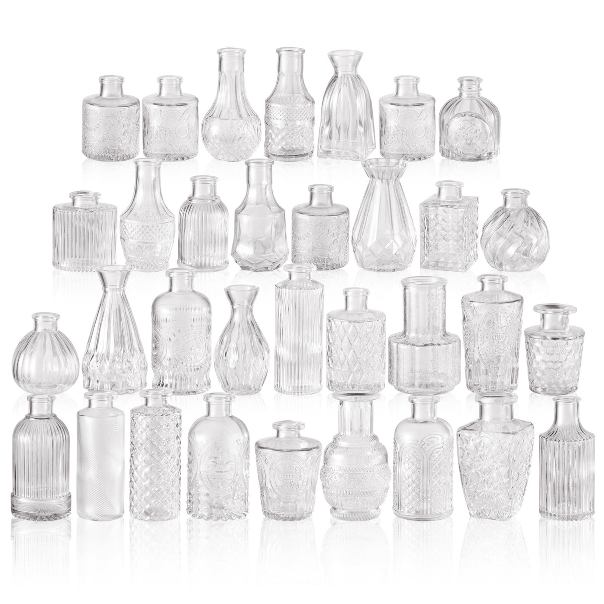 Vintage-Style Mini Glass Bud Vases – 33-Piece Set