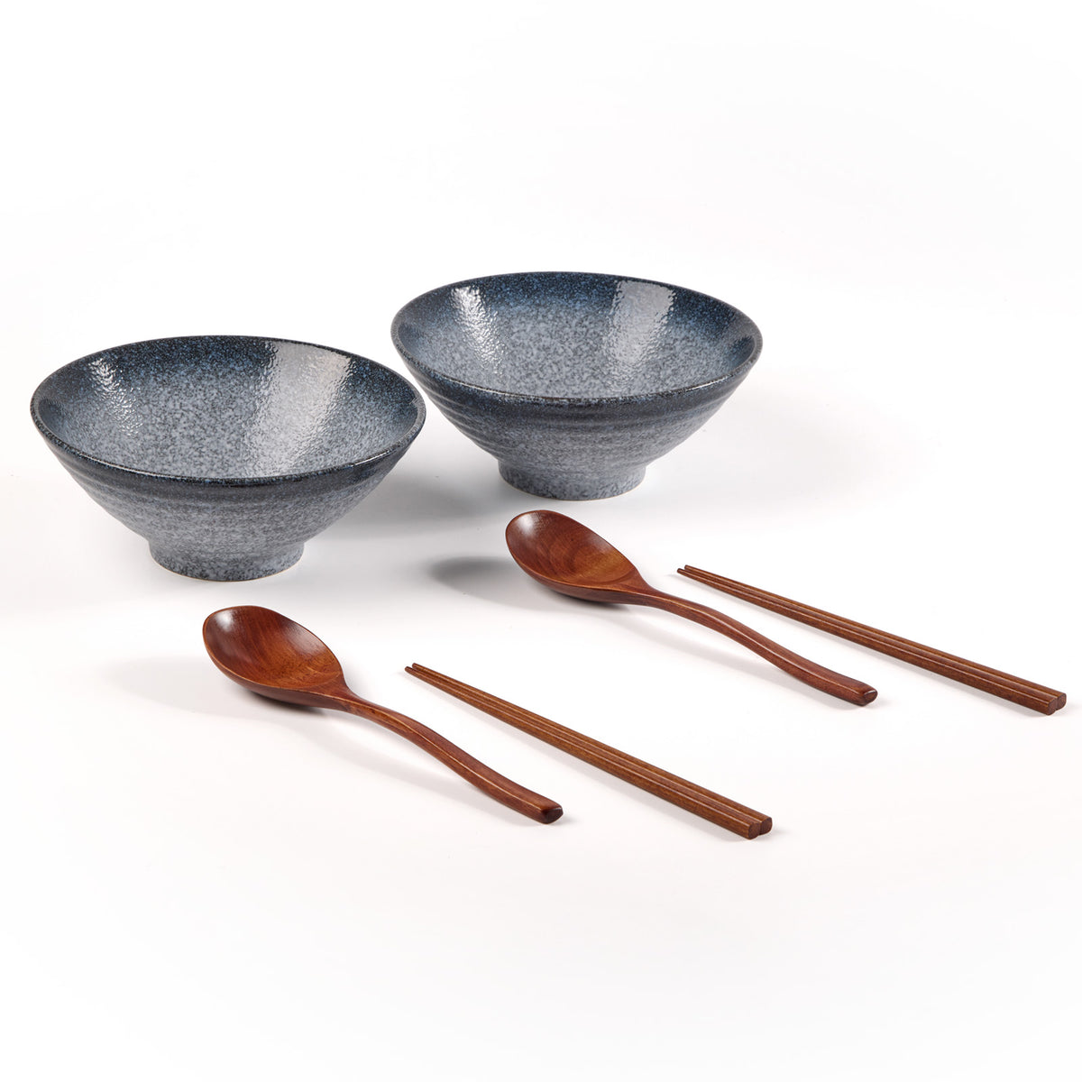 Ceramic Ramen Bowls with Chopsticks - 2 Pack
