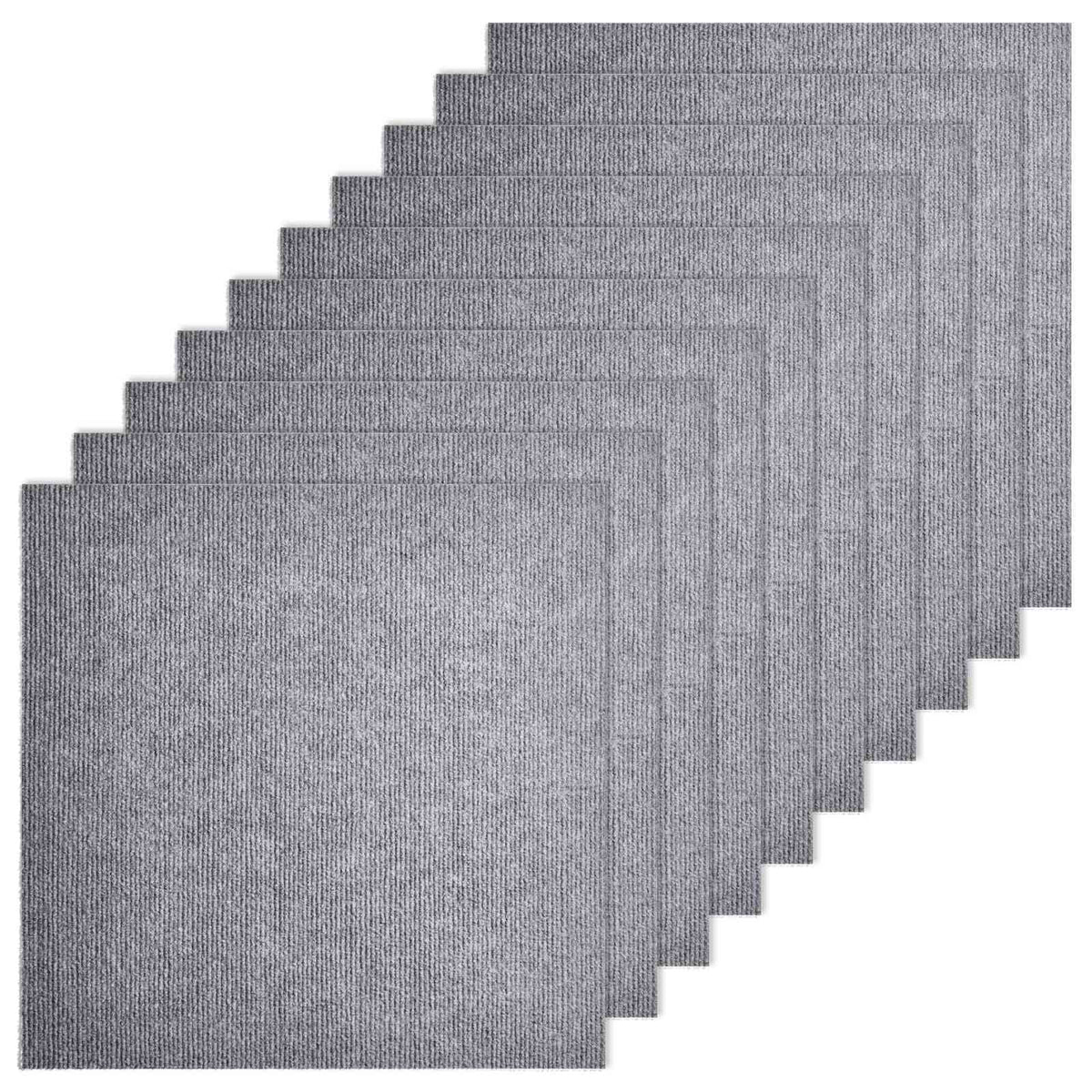Self-Adhesive Carpet Tiles 50 x 50 cm - Grey, 10 Pack