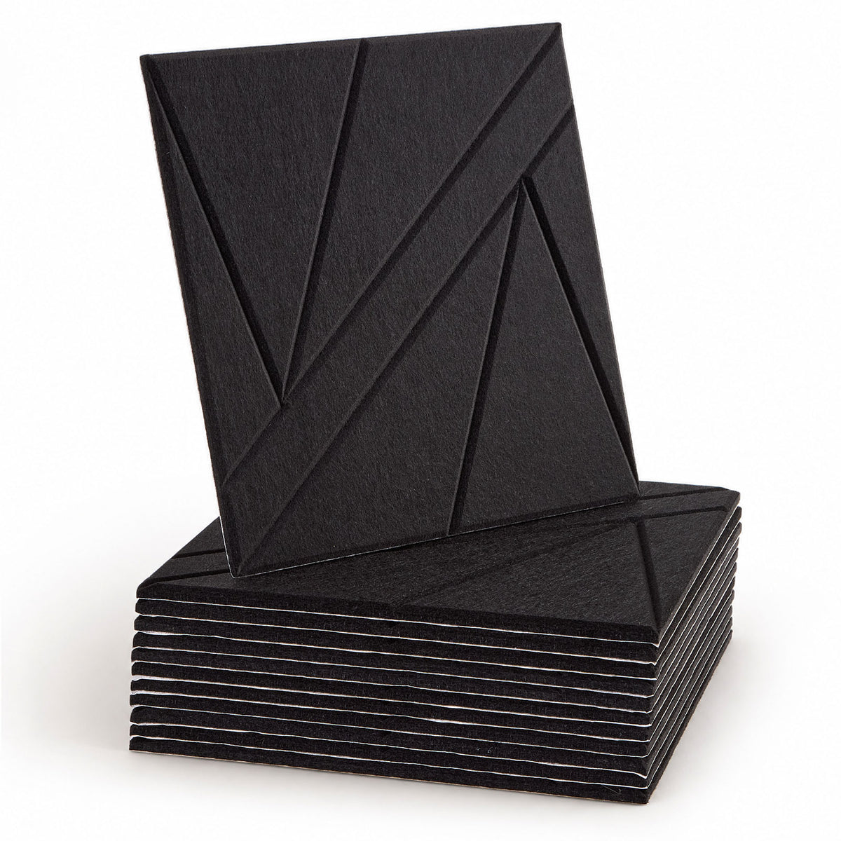 Black Self-Adhesive Acoustic Felt Panels | 12-Pack | 30 × 30 cm