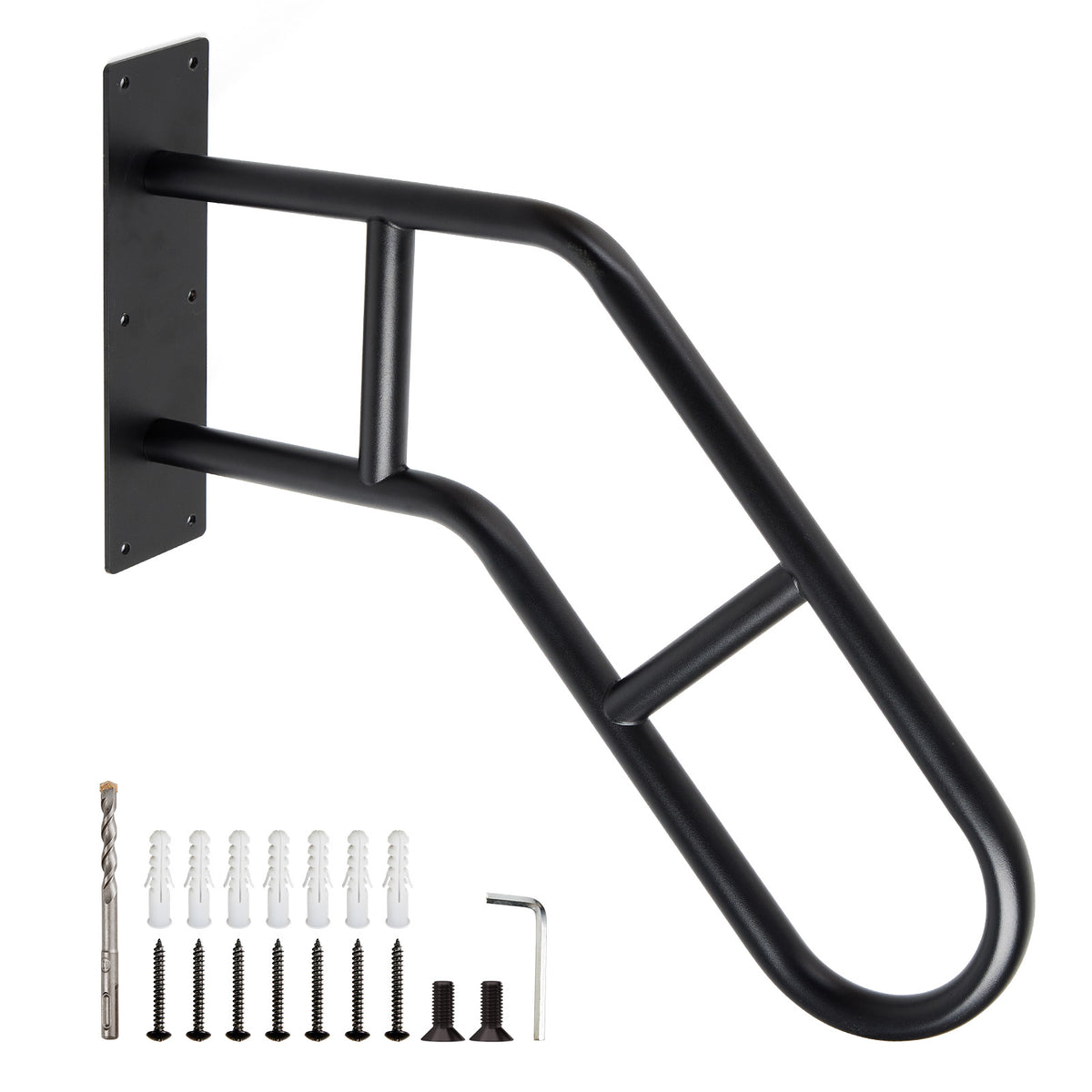 45° Wall-Mounted Carbon Steel Step Handrail