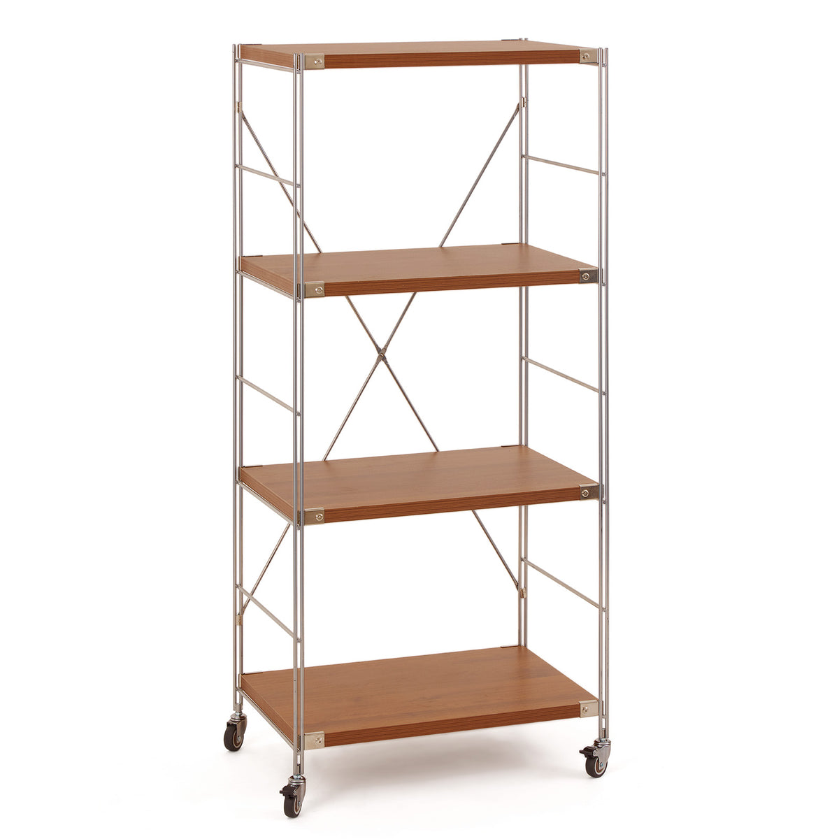 4-Tier Mobile Wooden Shelving Unit