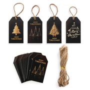 Black & Gold Christmas Gift Tags – 48 Pack
