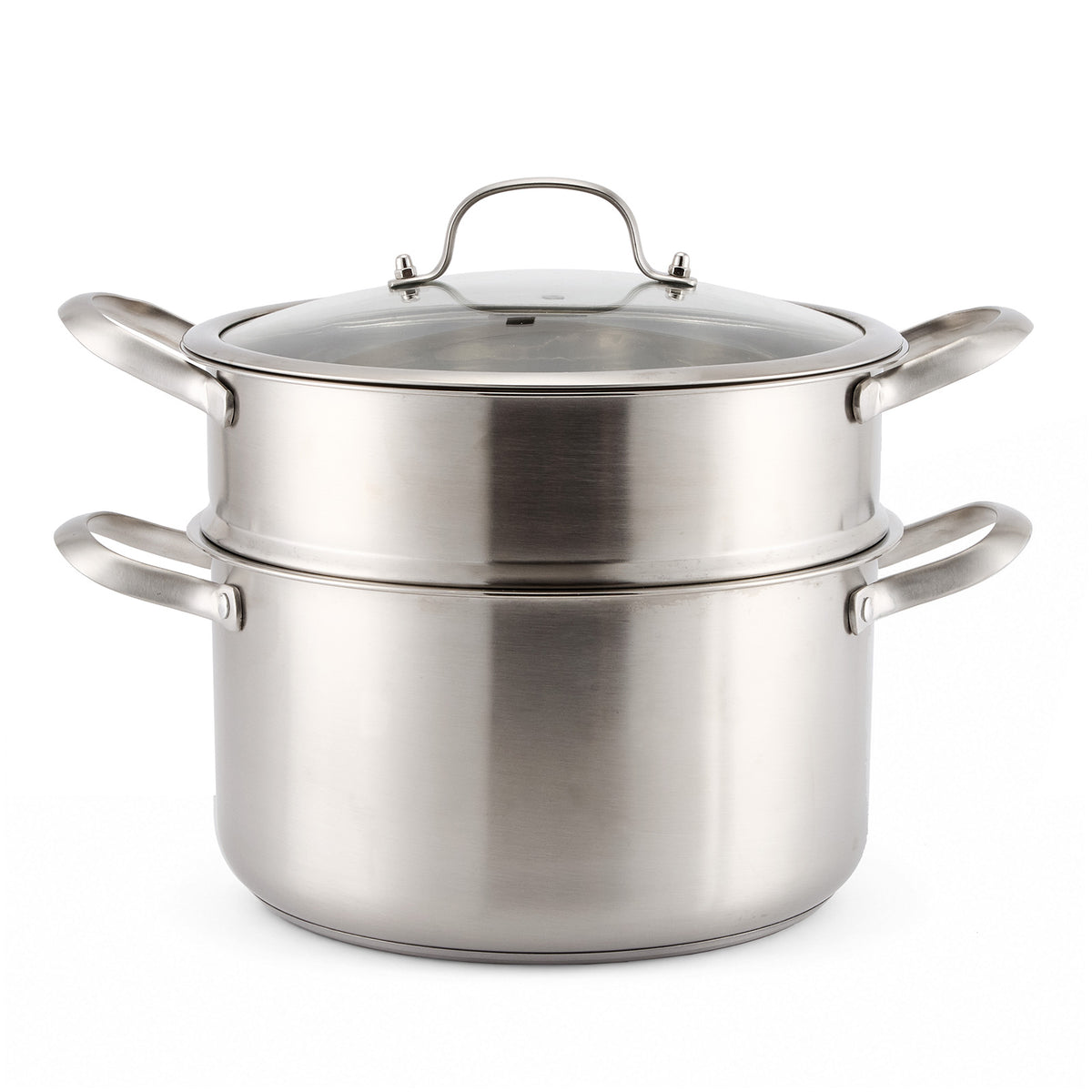 Stainless Steel Steamer Pot with Glass Lid - 5.8 L