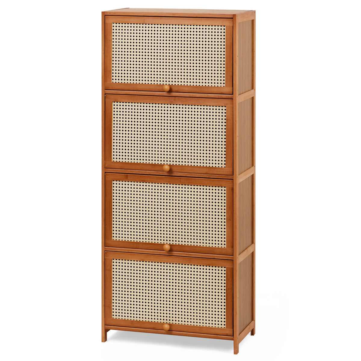 Bamboo Storage Cabinet with Flip-Top Doors – 140 cm