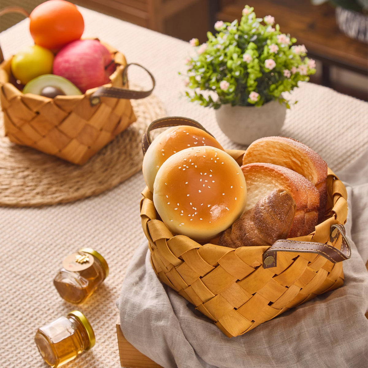 Woven Wood Chip Baskets - 2 Piece