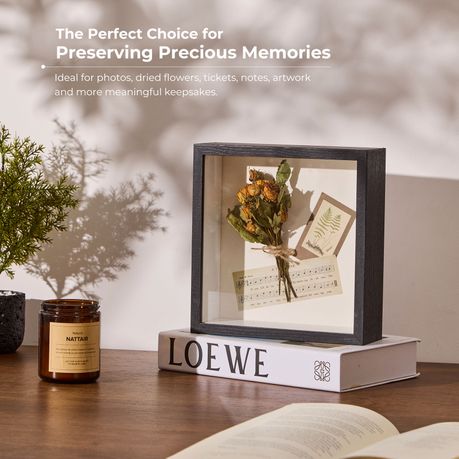 Black 20cm Shadow Box Frame - 3D Deep Display Case (2 Pack)