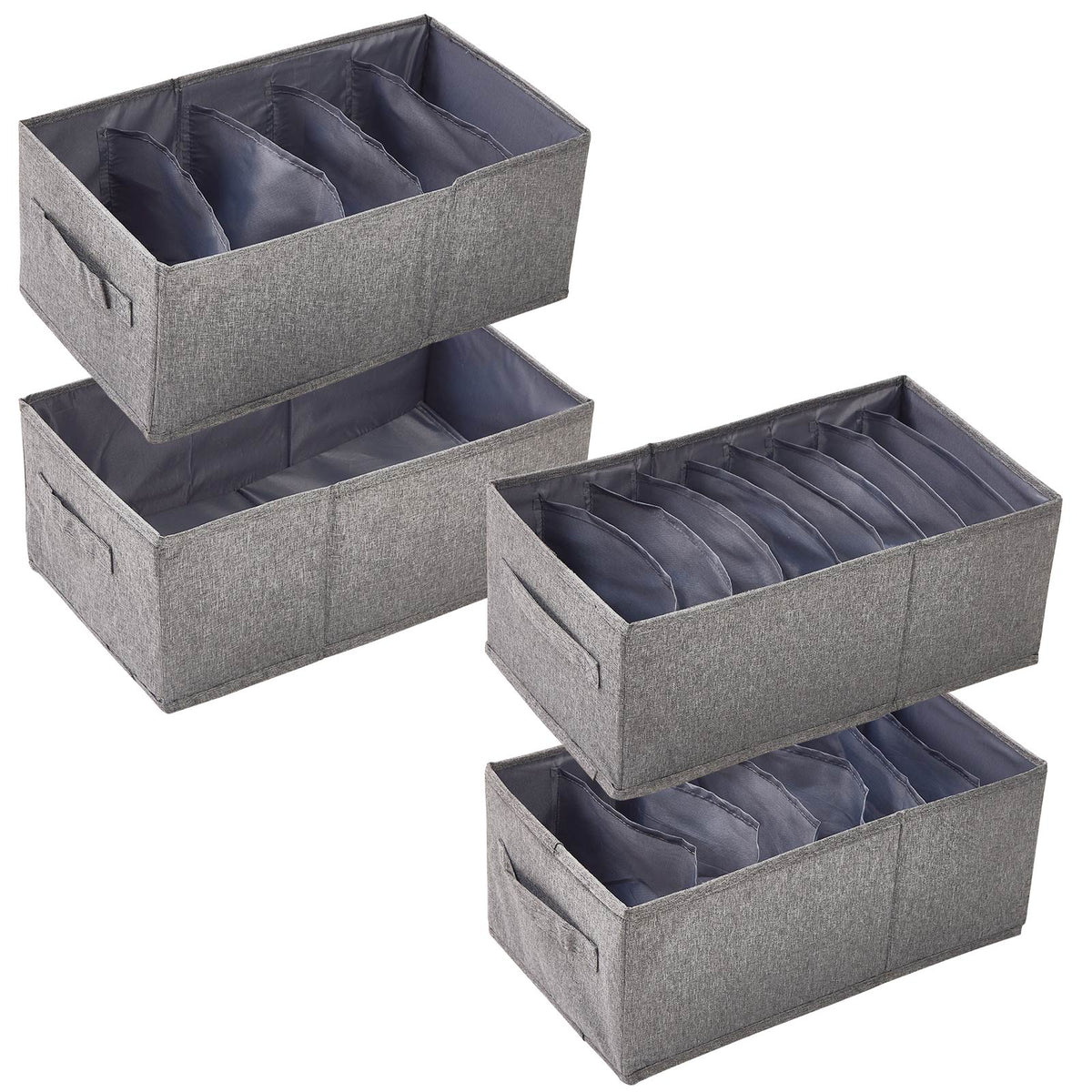 Wardrobe Clothes Organiser Boxes with Dividers - 4 Pack