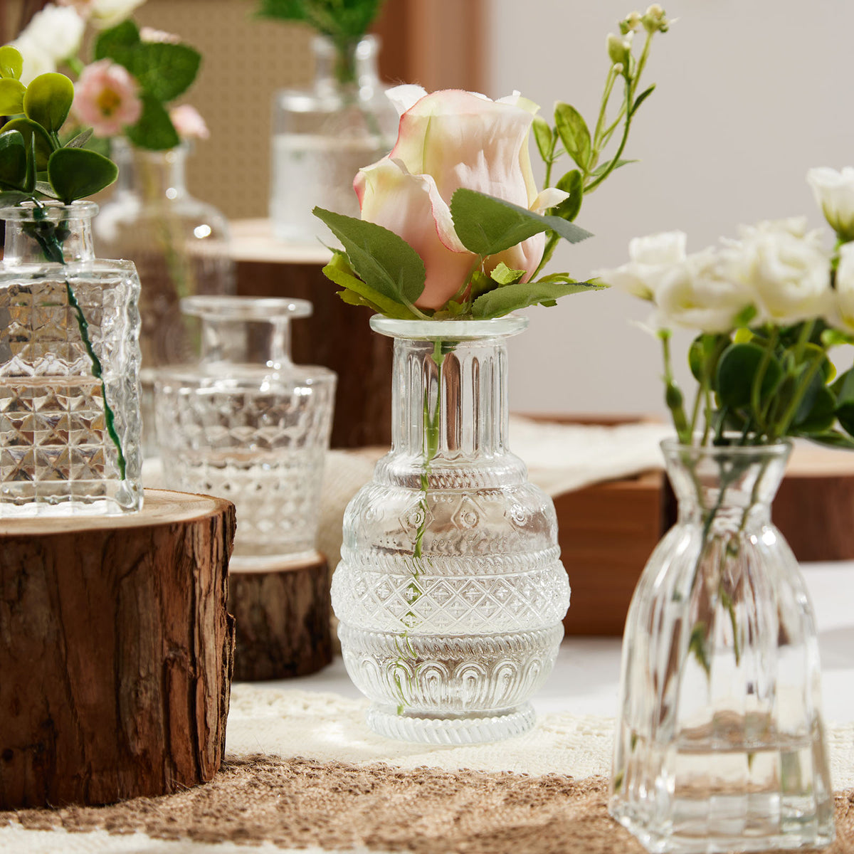Vintage-Style Mini Glass Bud Vases – 33-Piece Set