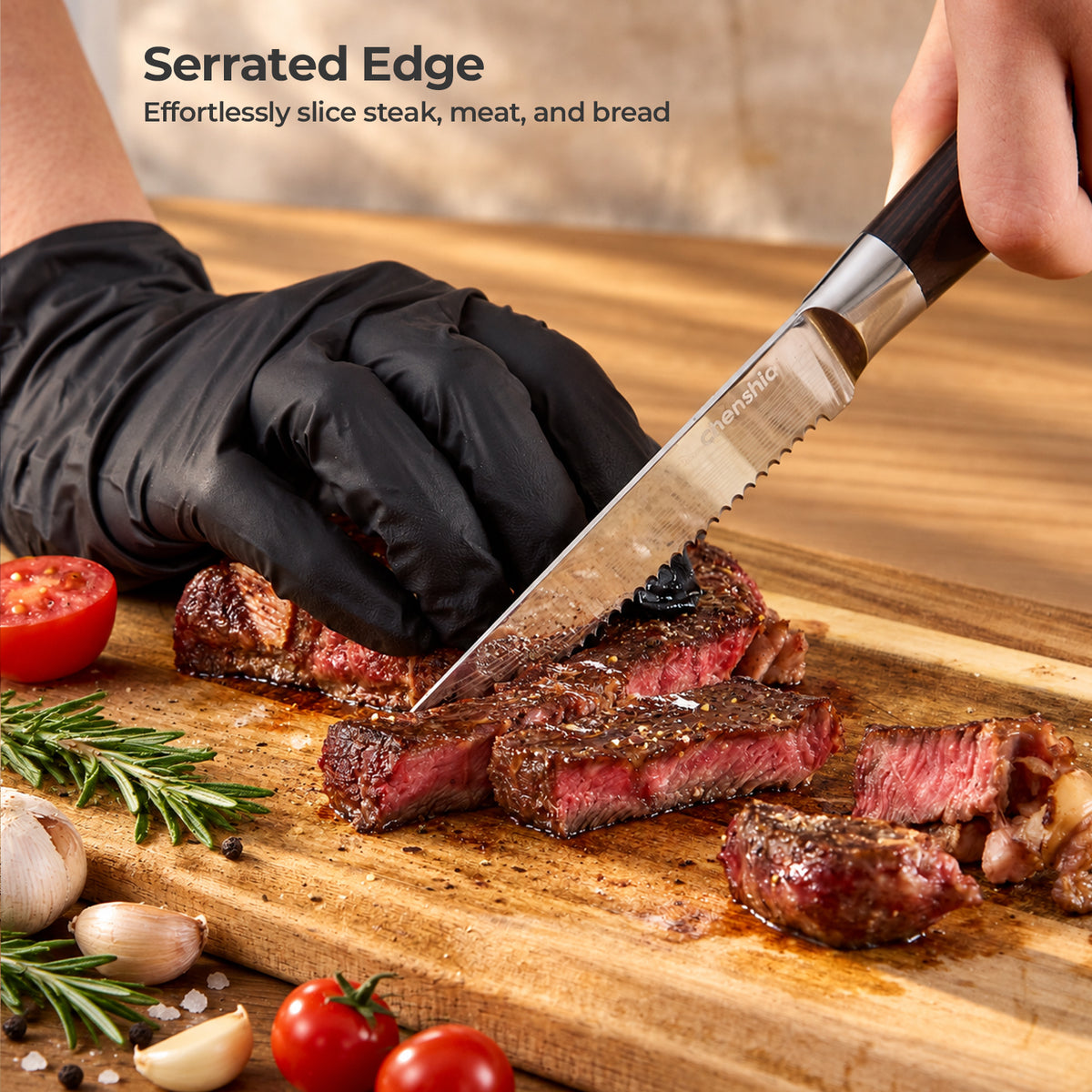 Wooden Handle Steak Knife - Set of 4