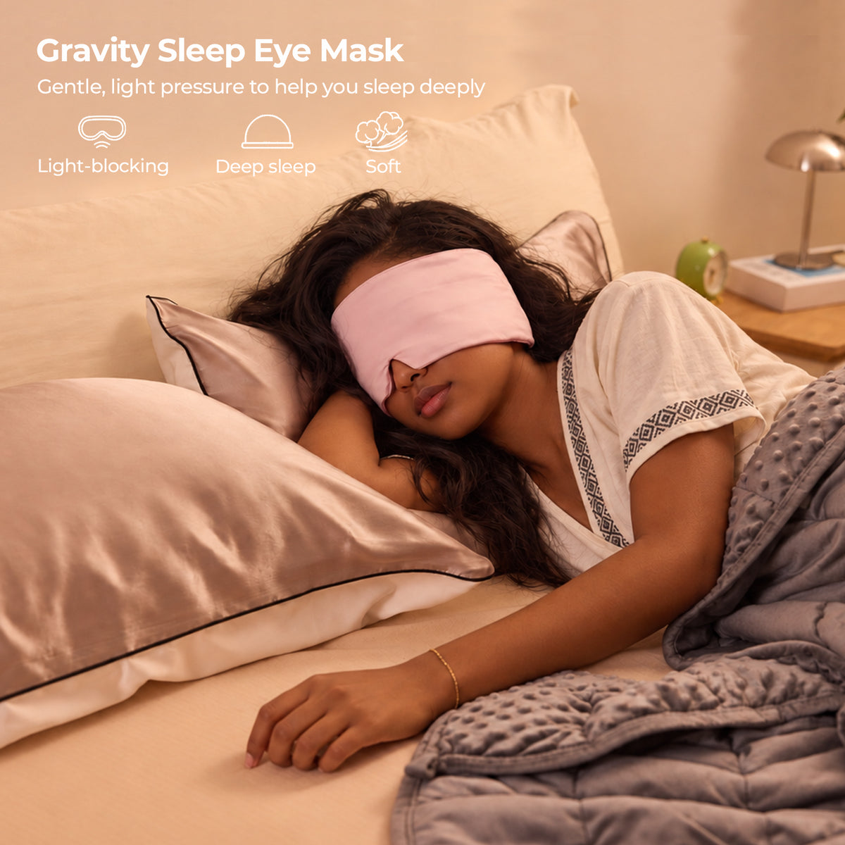 Weighted Eye Mask with Reversible Cool and Fleece Sides - Pink