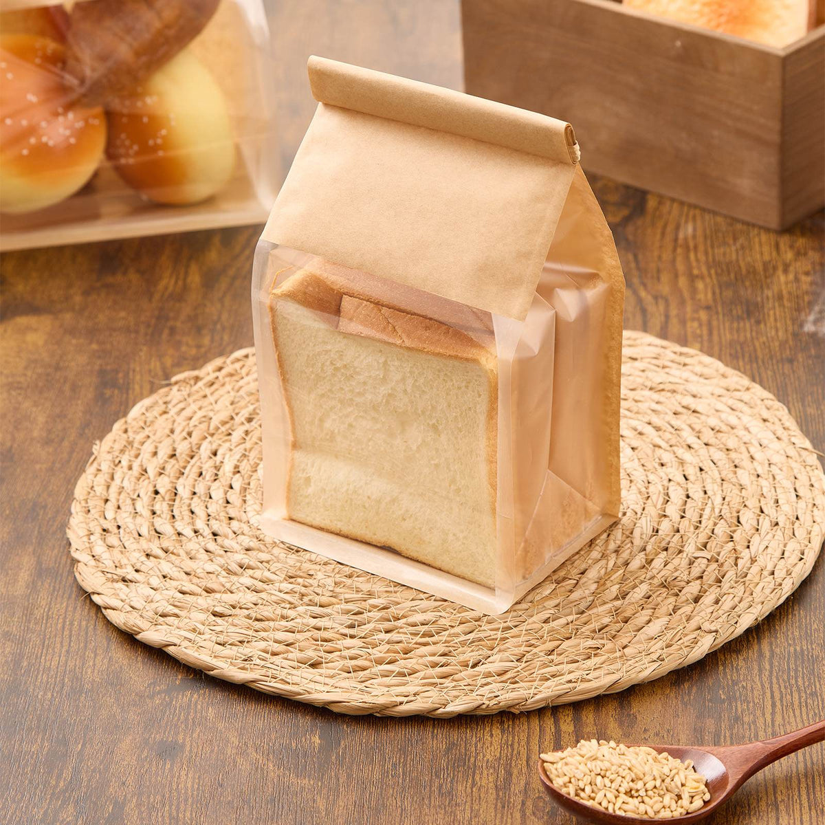 Kraft Paper Bags with Window – 50 Pack (28cm x 13cm)