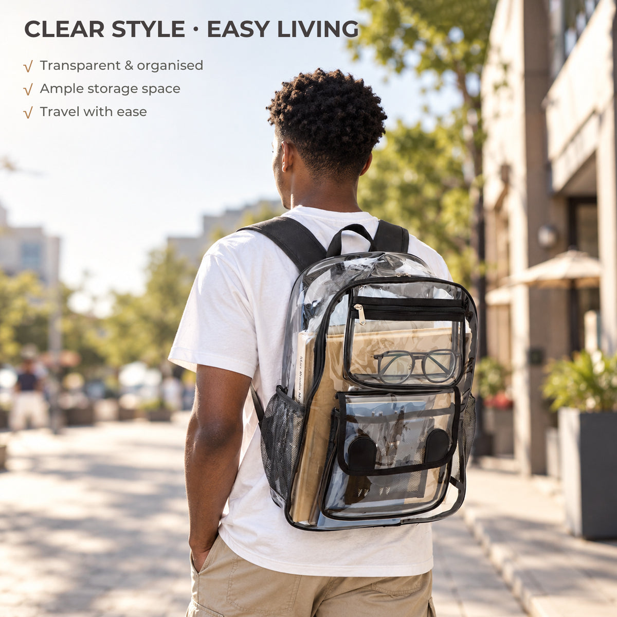 Clear PVC Backpack - Waterproof Transparent Travel Bag