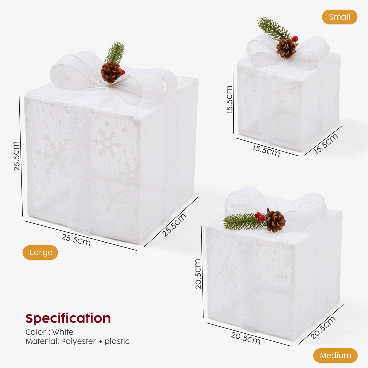 Light-Up Christmas Gift Boxes – Set of 3