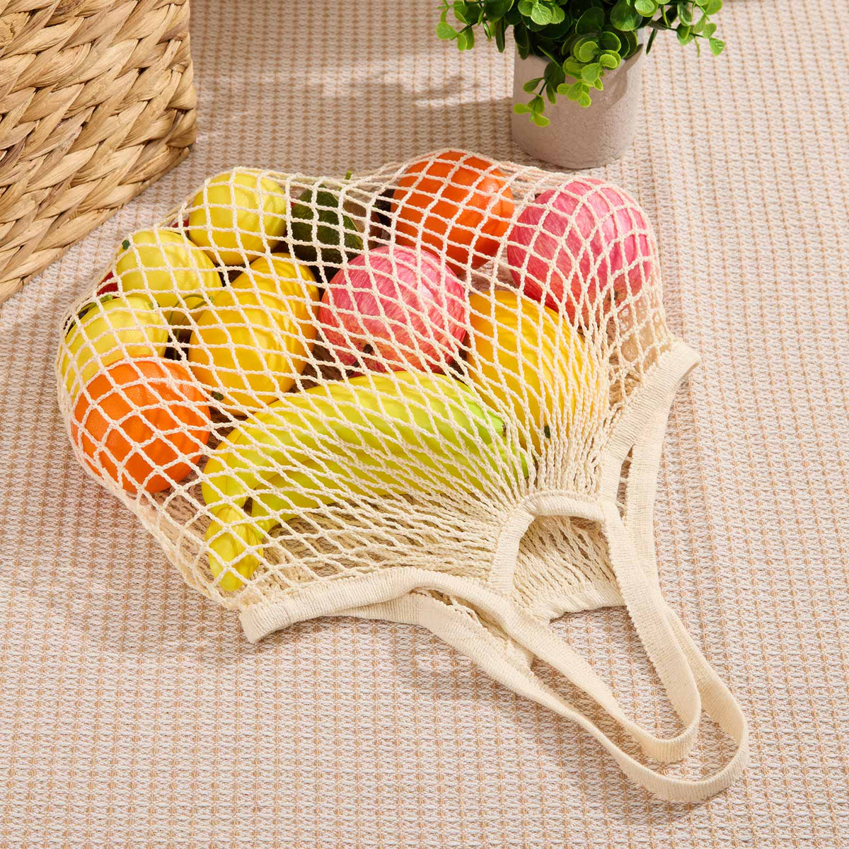 Reusable Organic Cotton Mesh Shopping Bags - 2 Pack