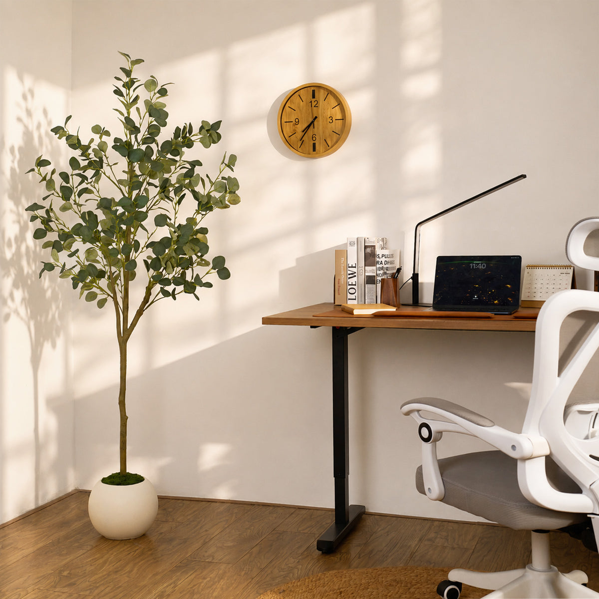 180cm Artificial Eucalyptus Tree with White Planter