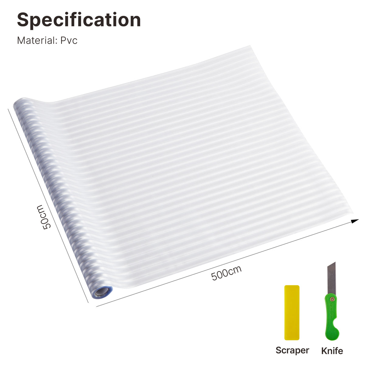 Reeded Glass Static Cling Privacy Window Film - 50 cm × 5 m