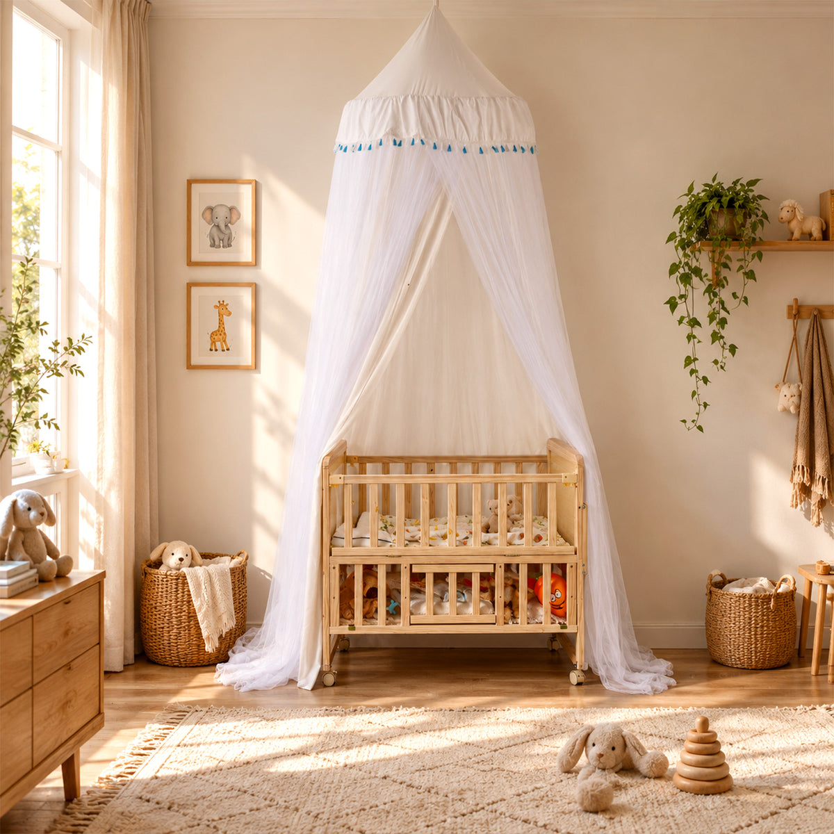 White Kids Double-Layer Bed Canopy Mosquito Net