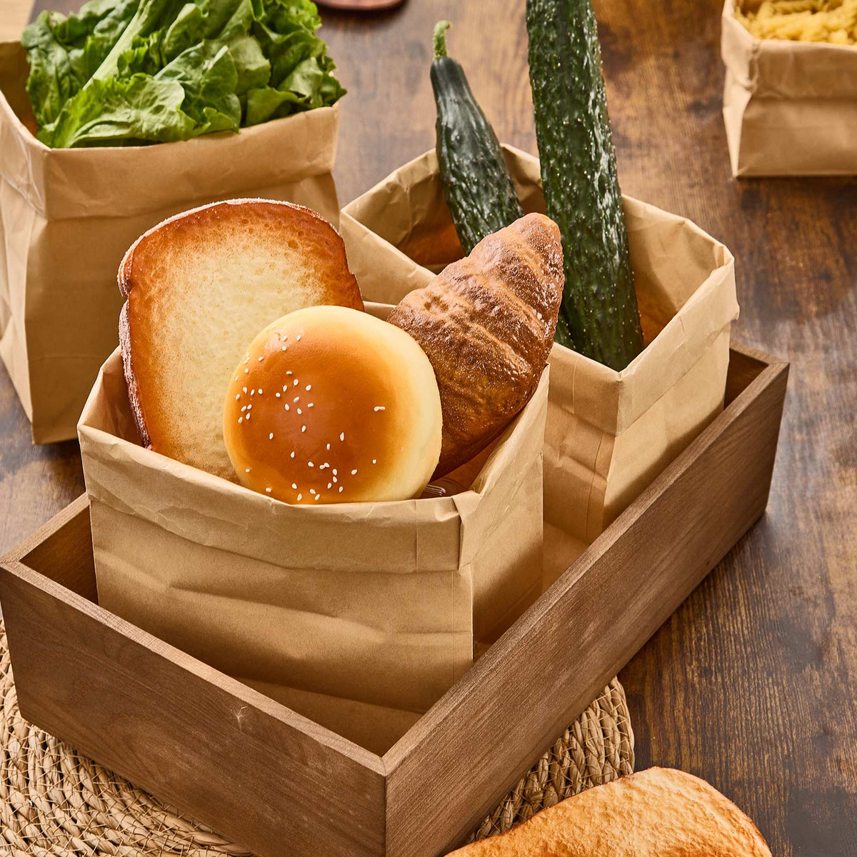 Kraft Paper Lunch Bags - 50 Pack (24x13cm)