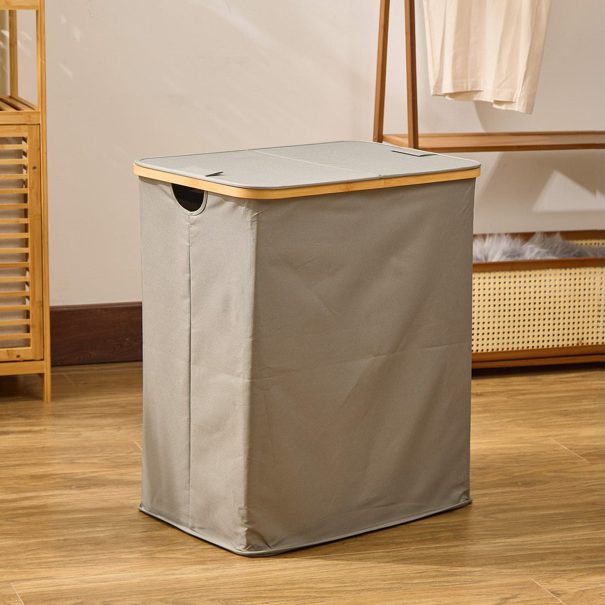 Double Laundry Hamper with Lid - 140 L