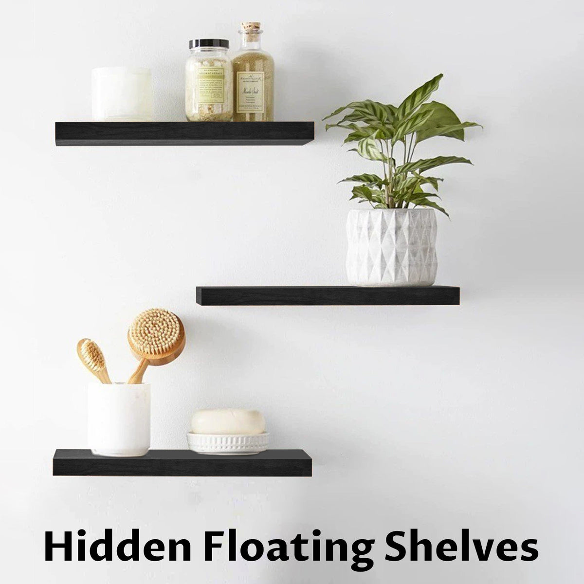 Black Floating Shelves – 3 Pack