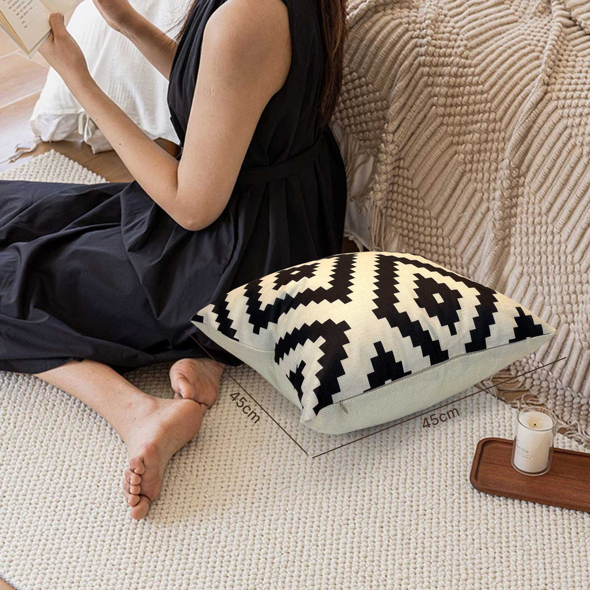 Linen Cotton Cushion Covers 45x45cm - 4 Pack