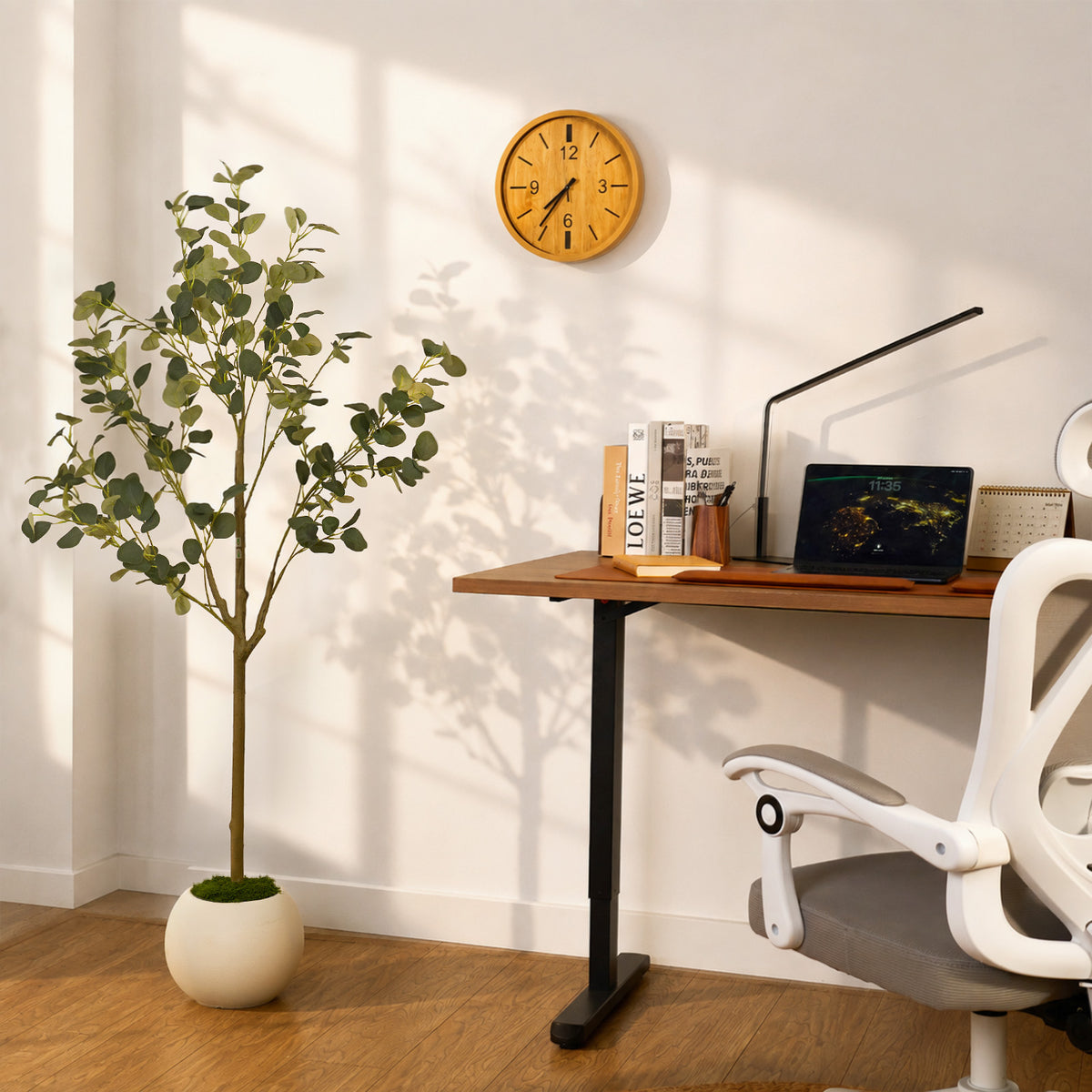 150cm Artificial Eucalyptus Tree with White Planter