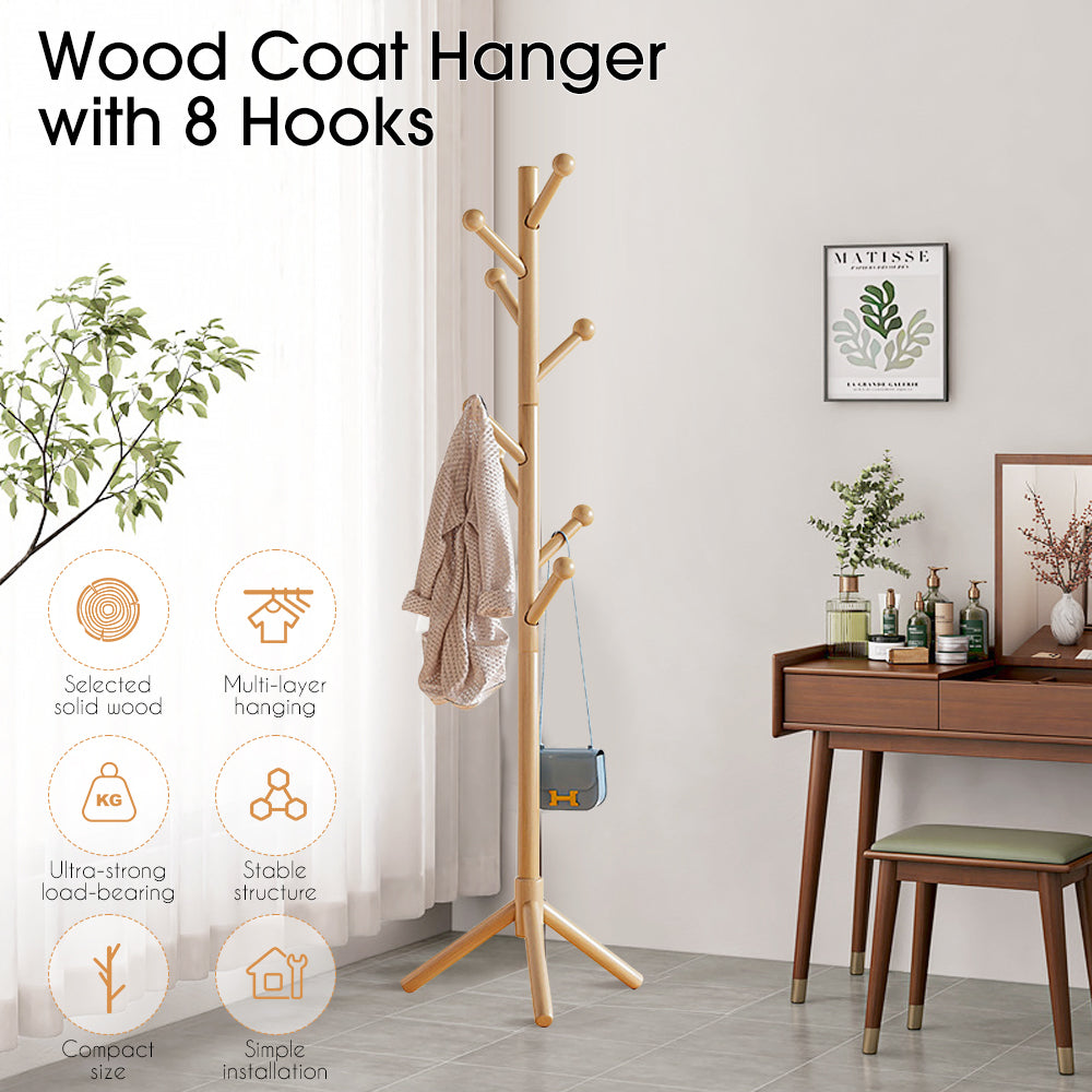 Freestanding Wooden Coat Rack