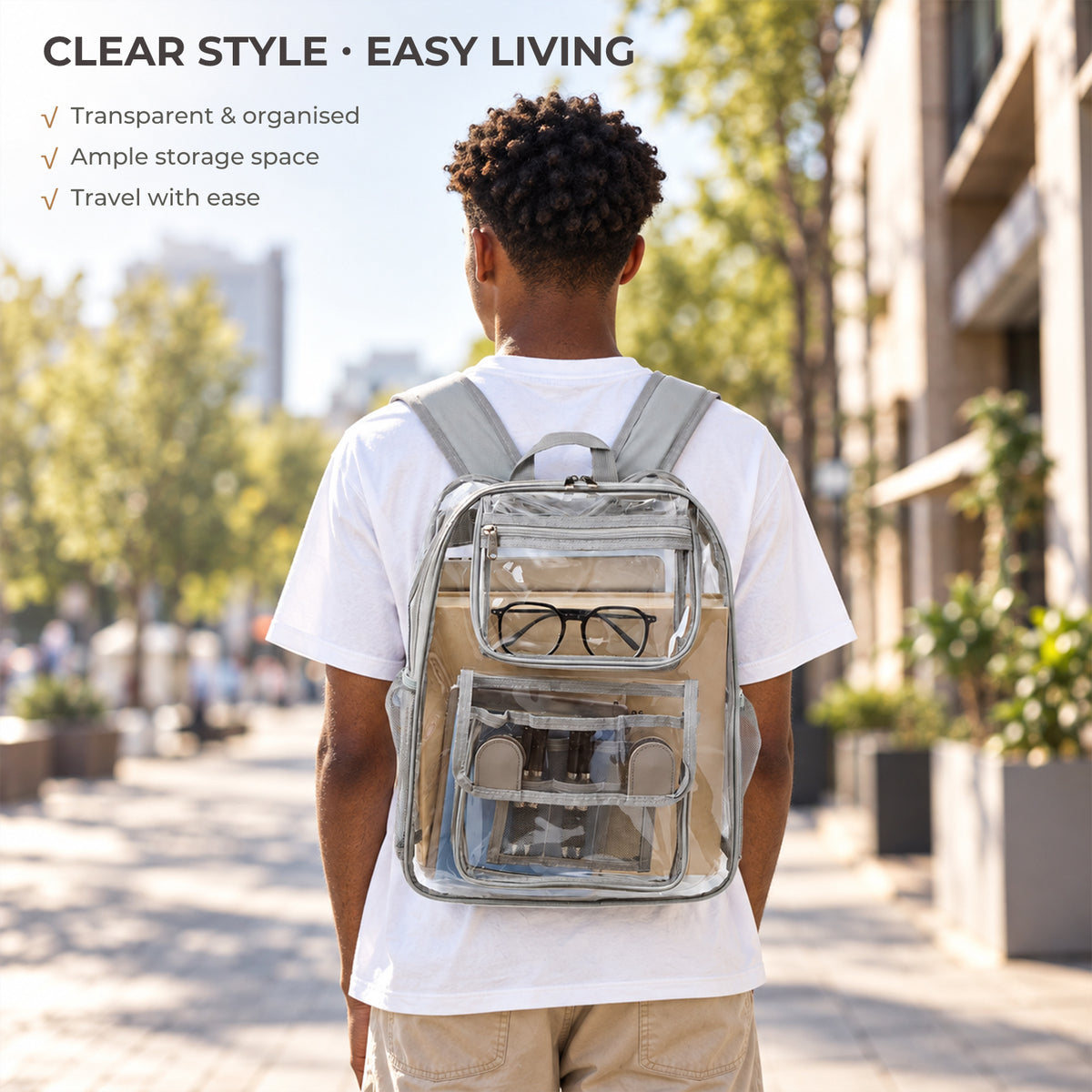 Clear PVC Backpack - Waterproof Transparent Travel Bag