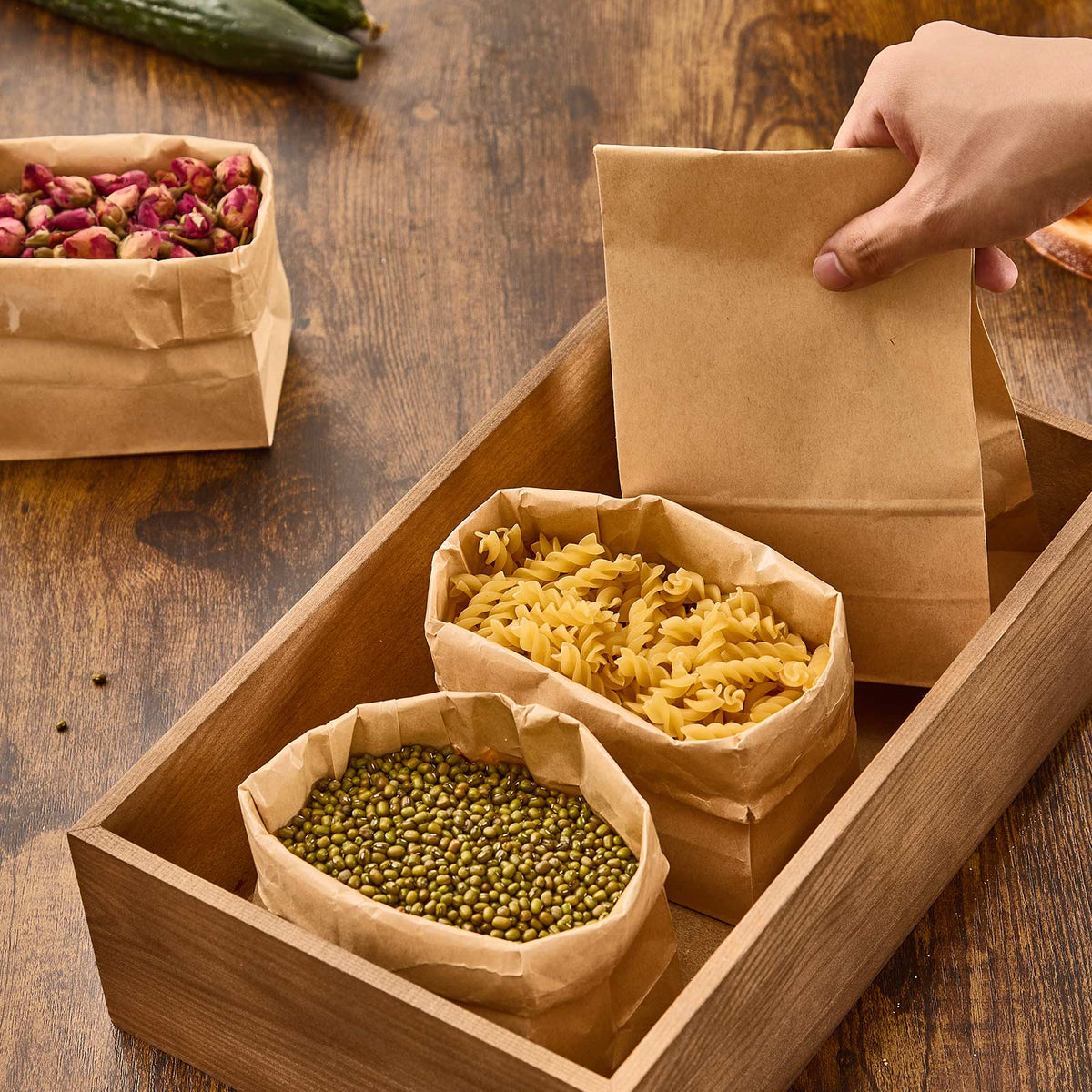 Kraft Paper Lunch Bags - 50 Pack (24x13cm)
