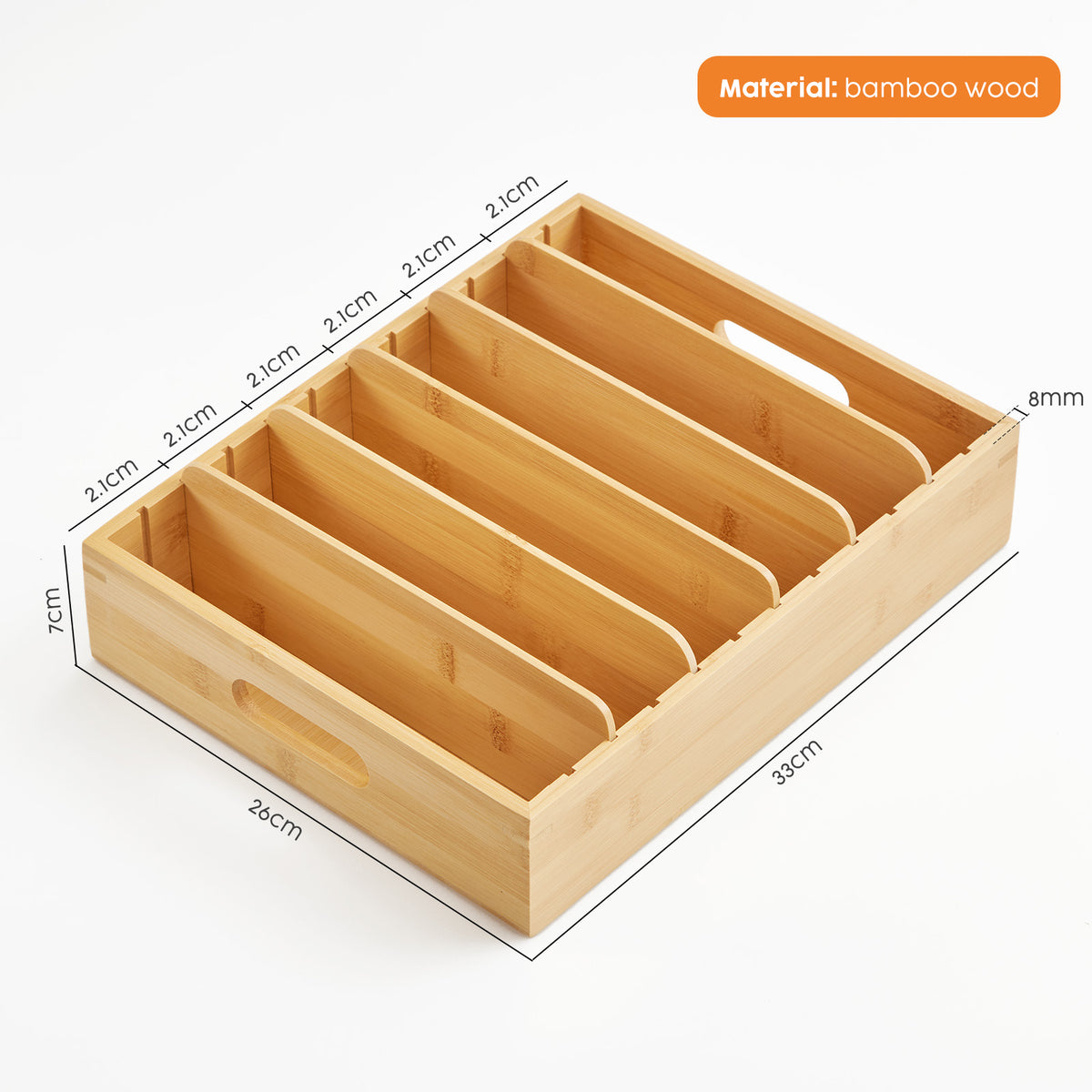 Bamboo Drawer Organiser with 5 Adjustable Dividers