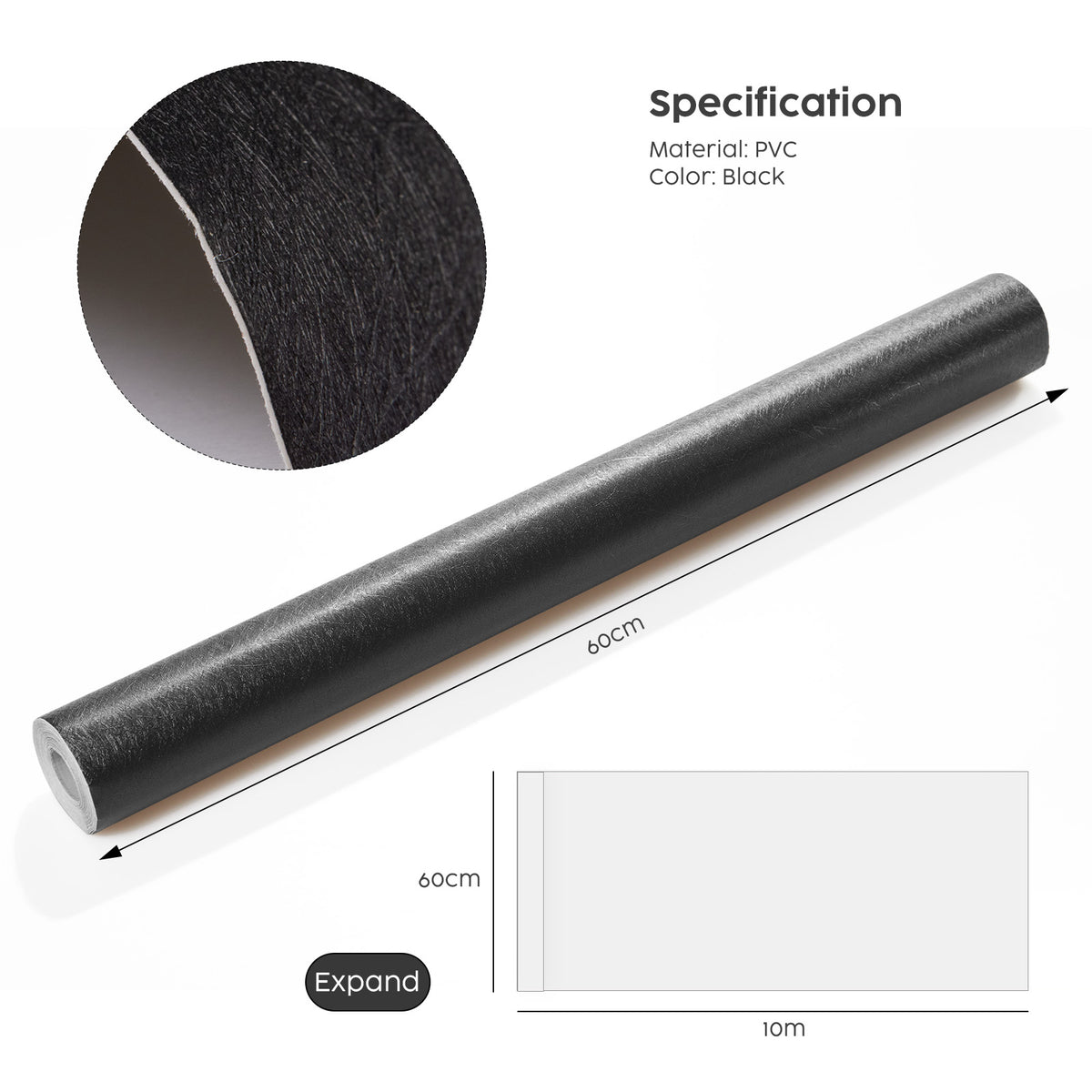 Matte Black Peel-and-Stick Wallpaper – 10 m