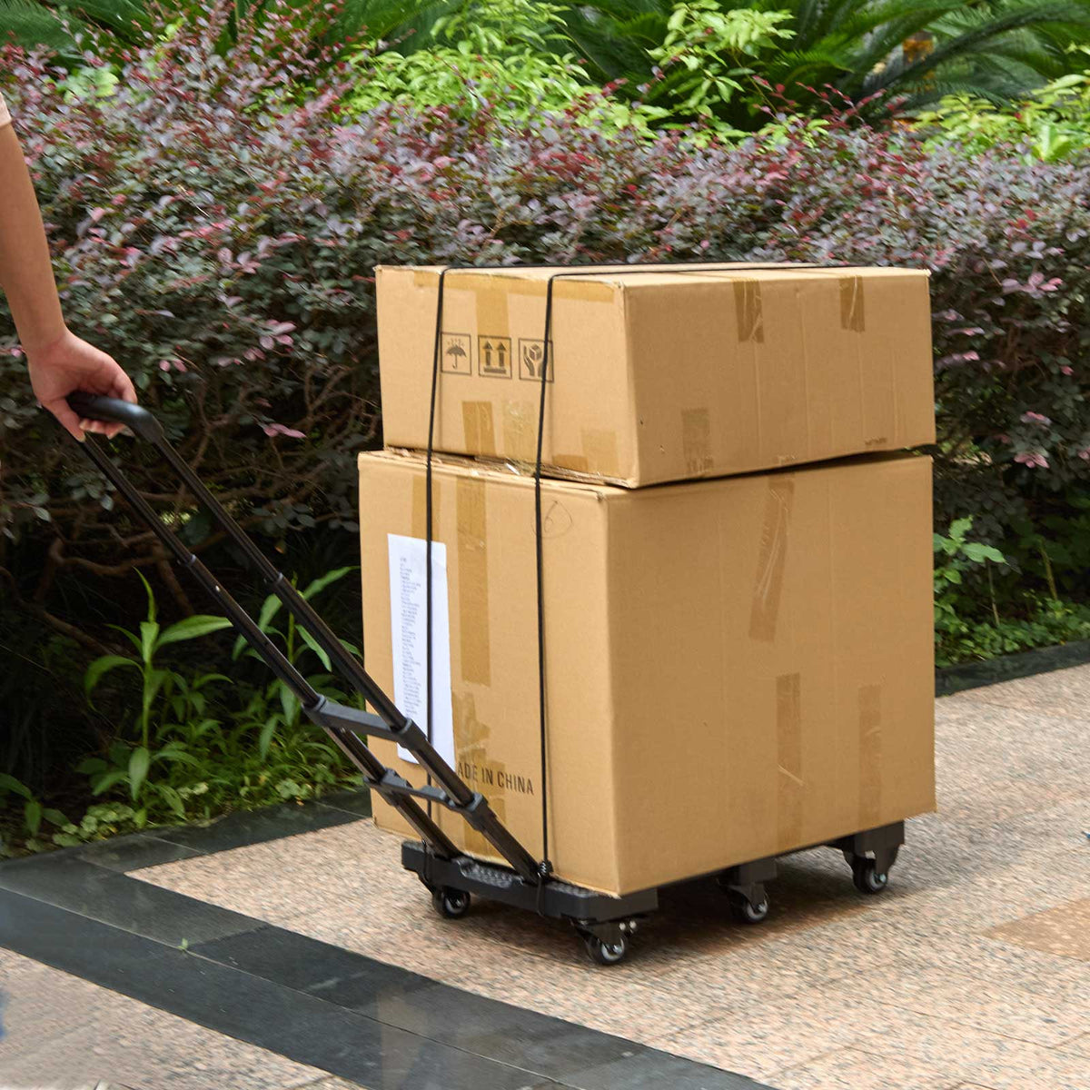 Folding 6-Wheel Trolley with Bungee Cord